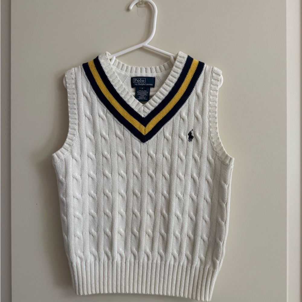 Ralph Lauren White Cable Knit Sweater Vest